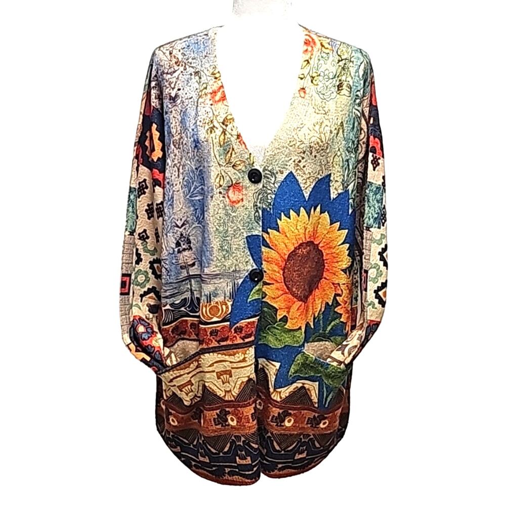 Yesno Women Cotton Wool Blend Long Sleeve Cardigan Sweater Size 2X